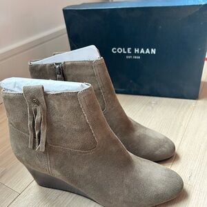 Cole Haan suede wedge booties